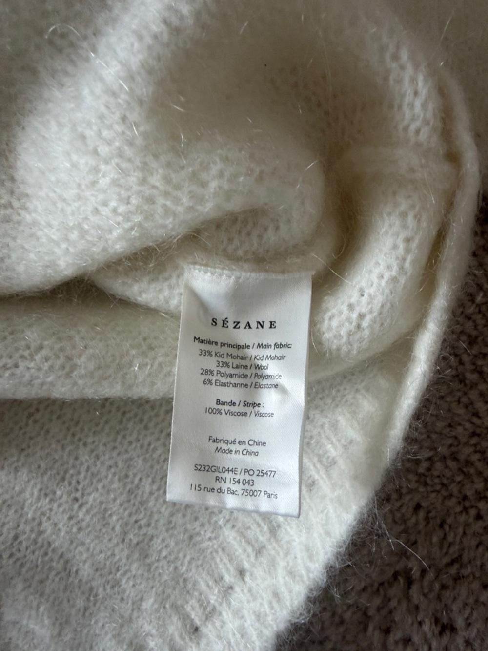 Sezane Cream Eyelet-Detail Mohair Blend Cardigan - Picture 5 of 9